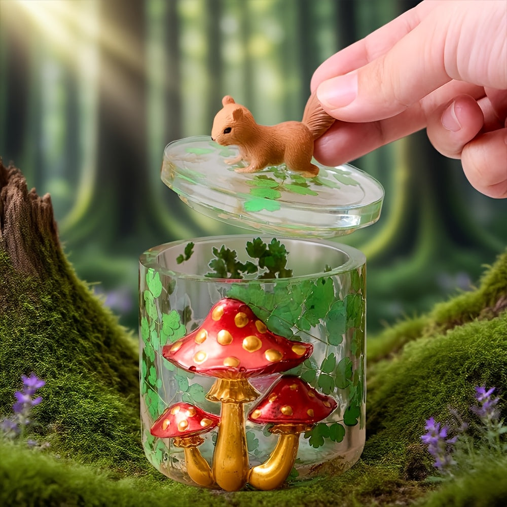 3D Mushroom Candle Jar Mold with Lid - Realistic & European Special Series - Silicone Mold for DIY Resin/Plaster/Concrete Candle Making - for Home Table Decoration Crafts