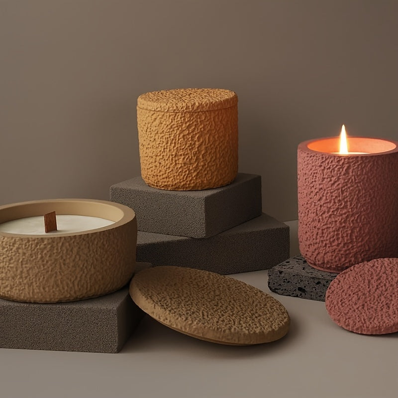 Molds for Candle Jars with Lids, Innovative Silicone Containers for Candles, Silicone Storage Box Molds, Round Concrete Molds with Covers for Creating Bottles, And Plaster Molds for Candle Holders Used in Home Decoration