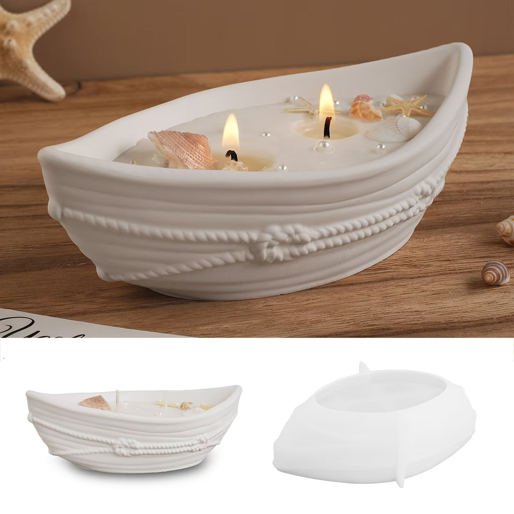 Resin Casting Mold, Pirate Ship Candle Cup Twine Boat Shape Aroma Container Decoration Storage Bowl, Suitable for Home Decoration Table Decoration DIY Handmade, Resin Gypsum Silicone Mold