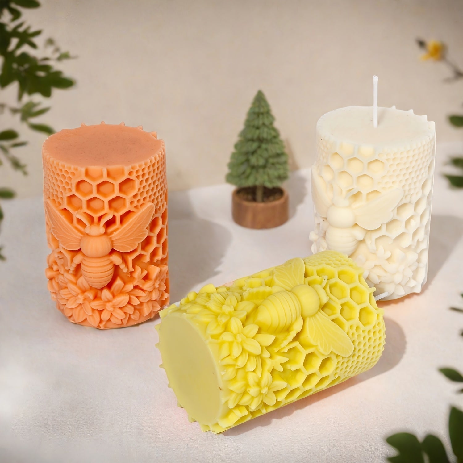 Silicone Mold in The Shape of a Beehive with Floral Reliefs