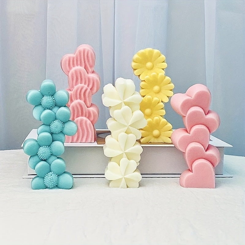 Heart-Shaped Silicone Candle Mold with Floral Accents