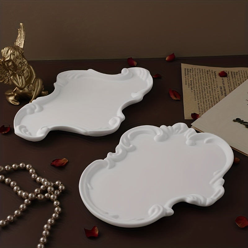 DIY Drop Glue Gypsum Cement European Style Lace Relief Tray Tray Storage Tray Mirror Surface Silicone Mold