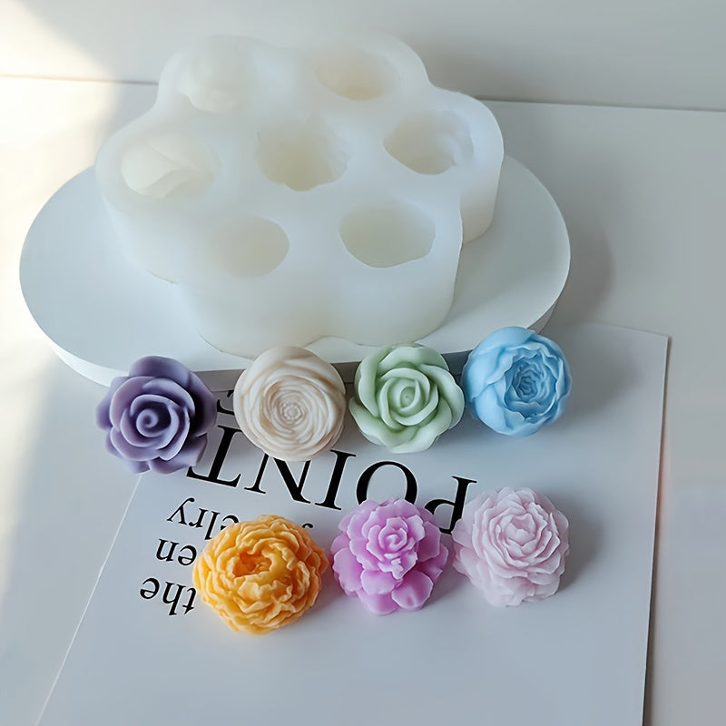 3D Rose & Peony Silicone Molds for DIY Candles, Scented Soaps, and Resin Crafts - Handmade Crystal Epoxy Casting Tools