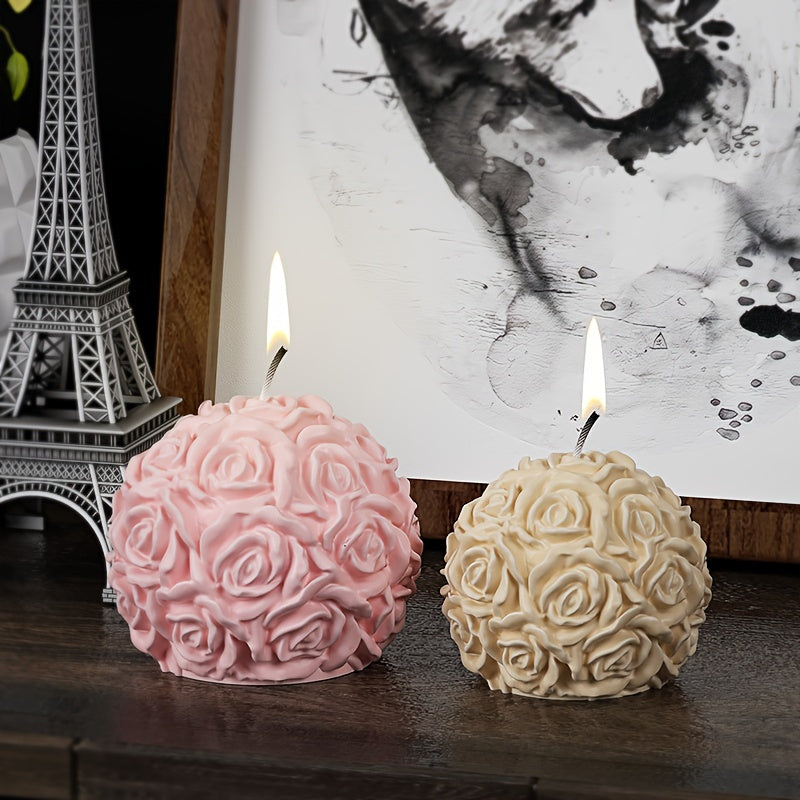 1pc Multi-Size 3D Rose Ball Silicone Mold | Floral Cluster Rose Sphere Craft Resin Molds for Home Decor and Crafts