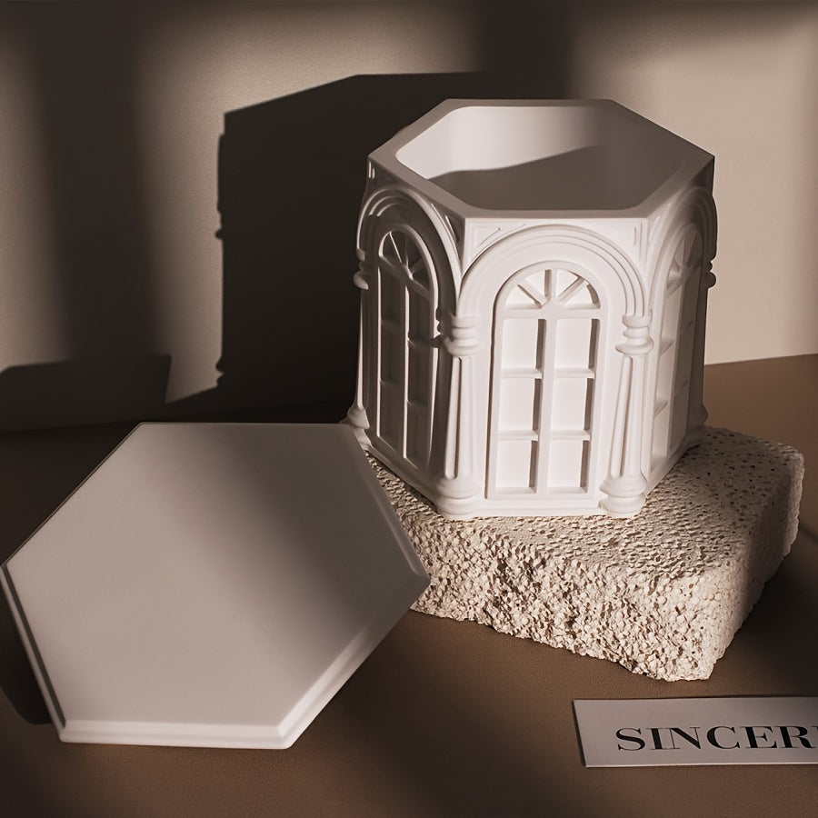 DIY Thick Plaster House Decor Casting - 3D European Roman Castle Column - Candle Silicone Mold