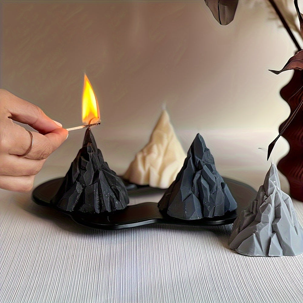 Creative Gift Ornament Mold Snow Mountain Candle Making Silicone Mold, DIY Aromatherapy Plaster Decorative Candle Making Supplies, Home Craft Decoration