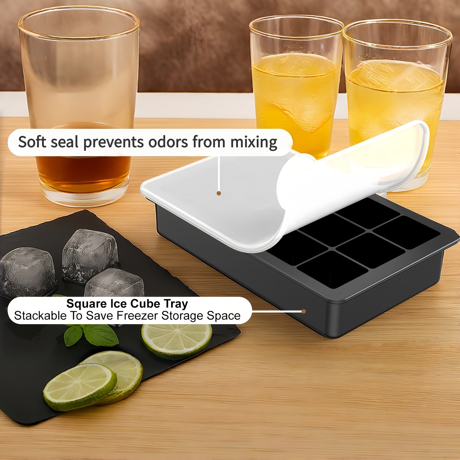 15 Grid Food Grade Silicone Ice Cube Tray with Lid Ice Making Tool