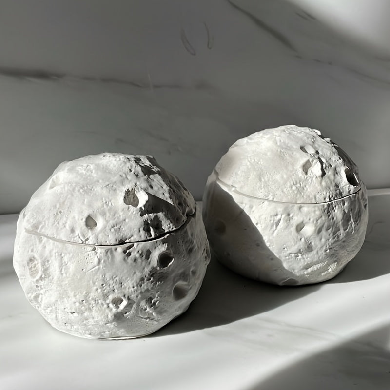 A set Space Moon Storage Box Silicone Mold DIY Selen- Candle Cup Epoxy Resin Molds Handmade Gypsum Plaster Concrete Cement Crafts Plant Pot Candle Holder