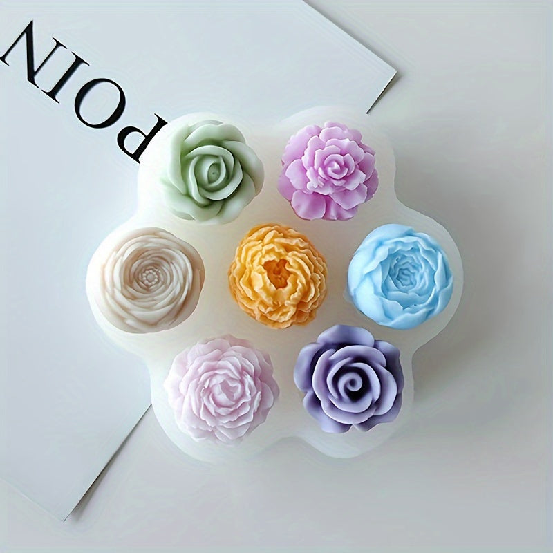 3D Rose & Peony Silicone Molds for DIY Candles, Scented Soaps, and Resin Crafts - Handmade Crystal Epoxy Casting Tools