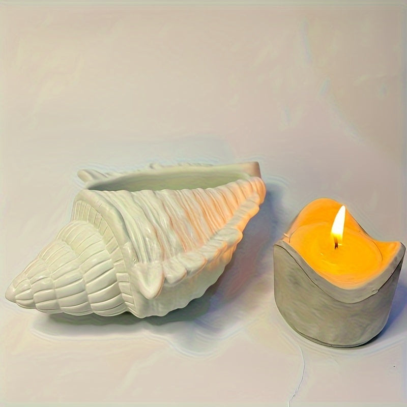 3D Seashell Candle Jar Silicone Molds Conch Candle Cup Epoxy Casting Mold Resin Shell Shape Wax Container Mould for DIY Making Plaster Concrete Storage Box Home Decor Planter Clay Flowerpot Crafts