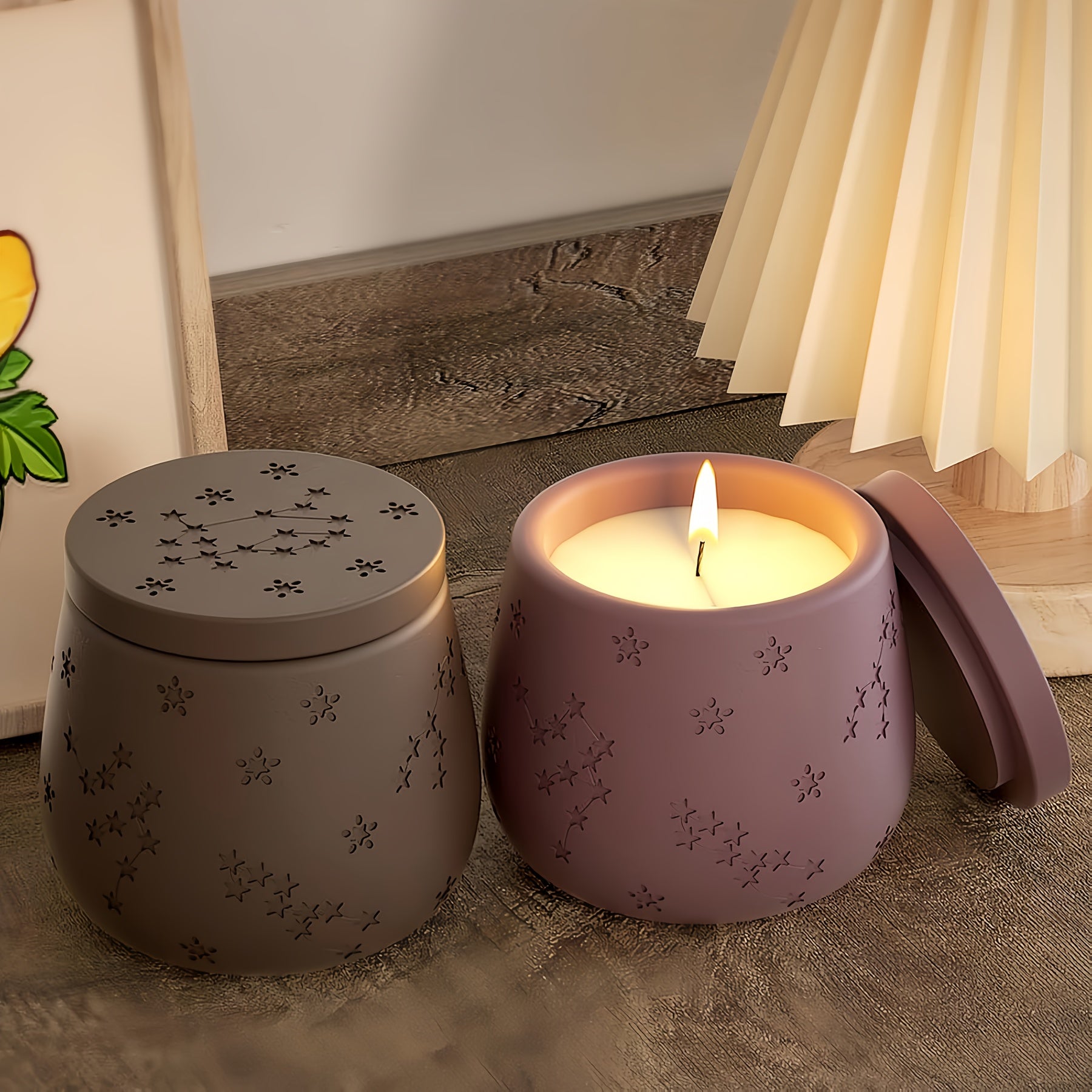 1pc Jar Plaster Silicone Mold with Lid
