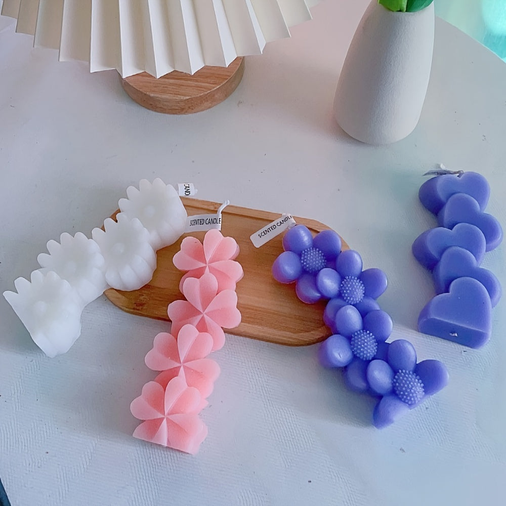 Heart-Shaped Silicone Candle Mold with Floral Accents