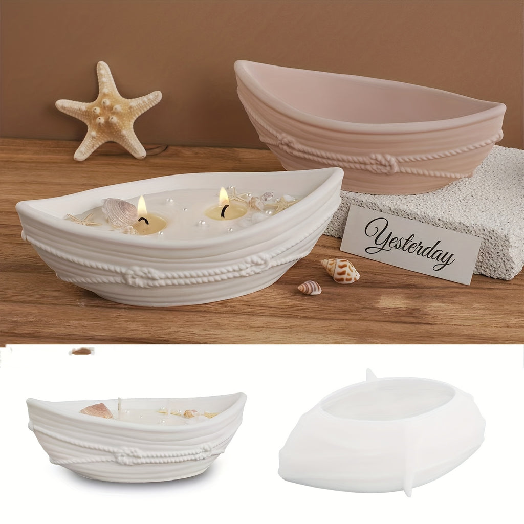 Resin Casting Mold, Pirate Ship Candle Cup Twine Boat Shape Aroma Container Decoration Storage Bowl, Suitable for Home Decoration Table Decoration DIY Handmade, Resin Gypsum Silicone Mold