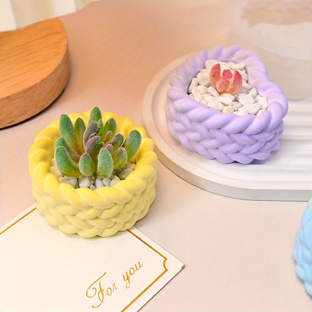 eusable Non-Toxic Home Decor Gift Idea - Silicone Mold for Scented Candles & Succulent Planters - Hemp Rope Twist Design - Dual-Use DIY Craft Mold