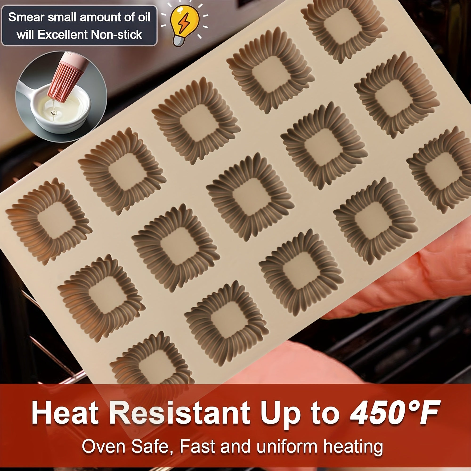 1pack Silicone Mousse Square Mold, Thick Mousse Dessert Silicone Mold, Non Stick Design Can Be Used to Make Baking, Cakes, Candies, Droppings, Puddings, Mousse