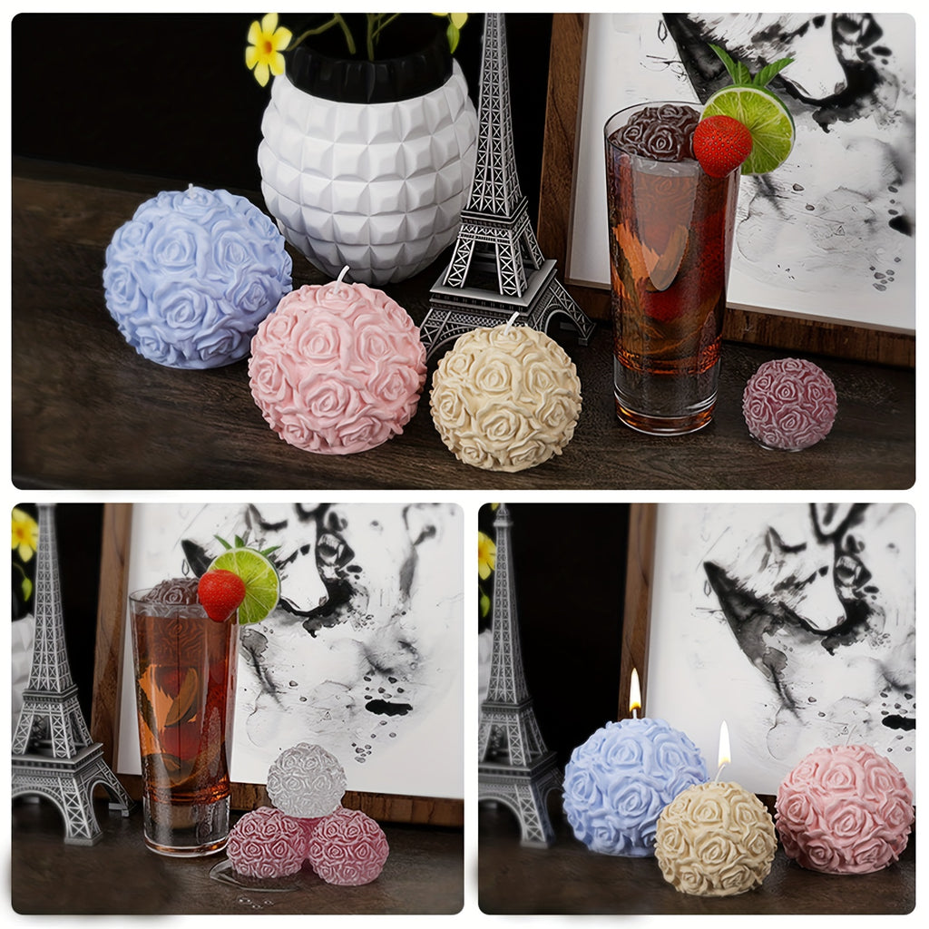 1pc Multi-Size 3D Rose Ball Silicone Mold | Floral Cluster Rose Sphere Craft Resin Molds for Home Decor and Crafts