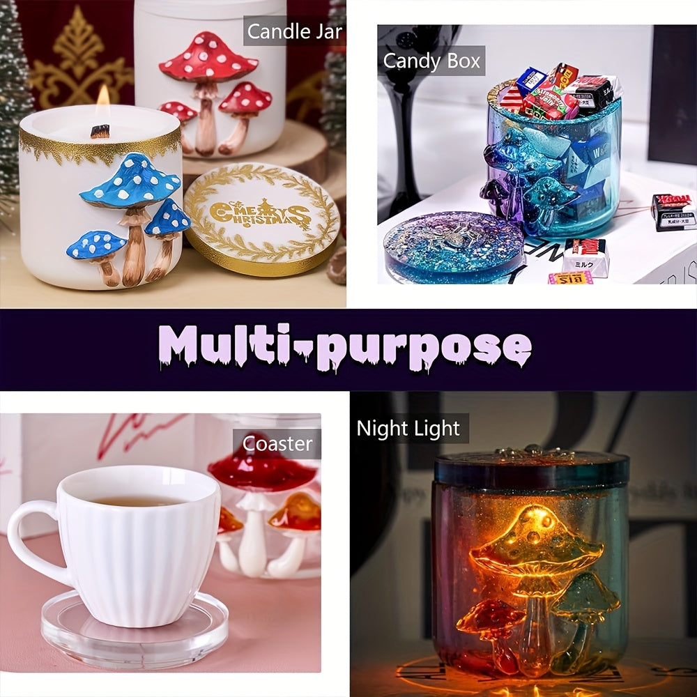 3D Mushroom Candle Jar Mold with Lid - Realistic & European Special Series - Silicone Mold for DIY Resin/Plaster/Concrete Candle Making - for Home Table Decoration Crafts