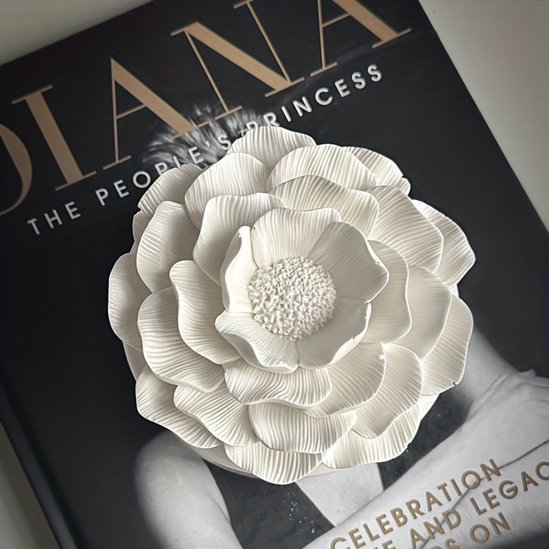 Clay Mold for Peony Flower Jar, Plaster Clay Silicone Mold Storage Container with Camellia Flower Lid, Aromatherapy Plaster Cement Candle Holder Mold