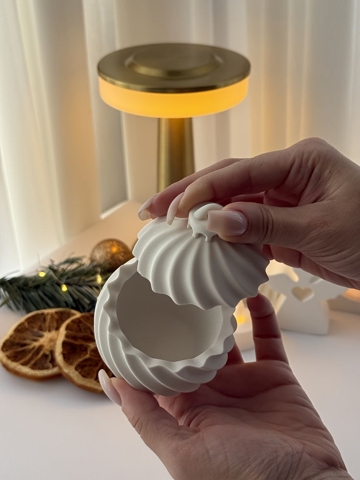 Resin Silicone Mold | Round Striped Rotating Christmas Storage Jar | Christmas Ball Bell Candle Storage Cup Mold