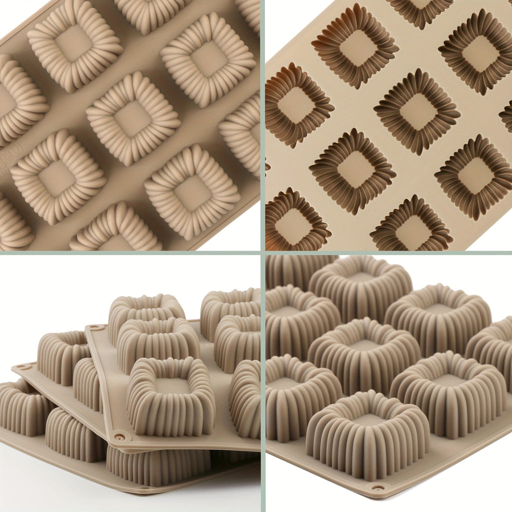 1pack Silicone Mousse Square Mold, Thick Mousse Dessert Silicone Mold, Non Stick Design Can Be Used to Make Baking, Cakes, Candies, Droppings, Puddings, Mousse