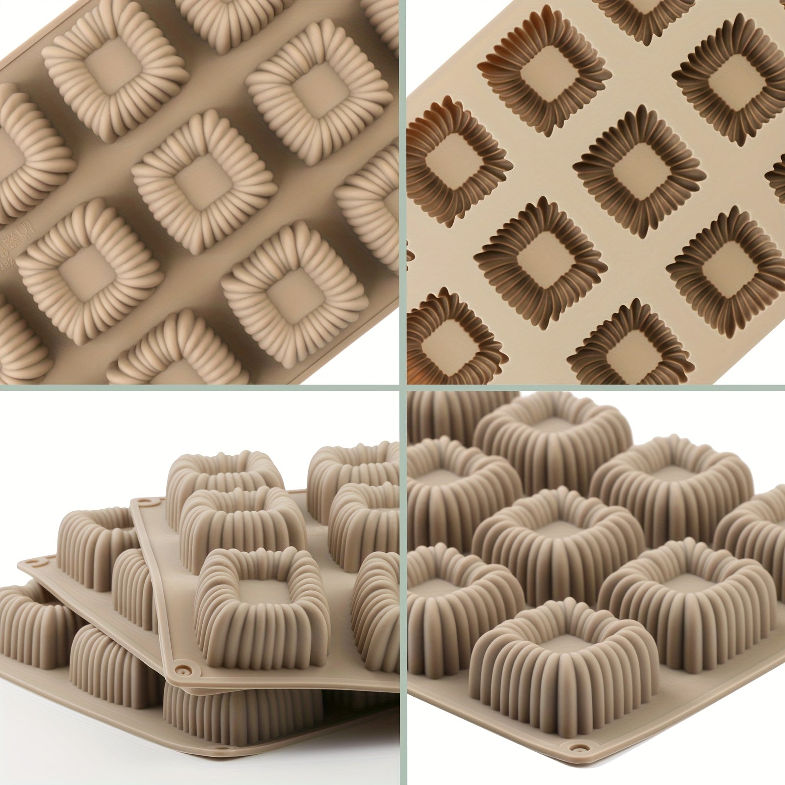 1pack Silicone Mousse Square Mold, Thick Mousse Dessert Silicone Mold, Non Stick Design Can Be Used to Make Baking, Cakes, Candies, Droppings, Puddings, Mousse