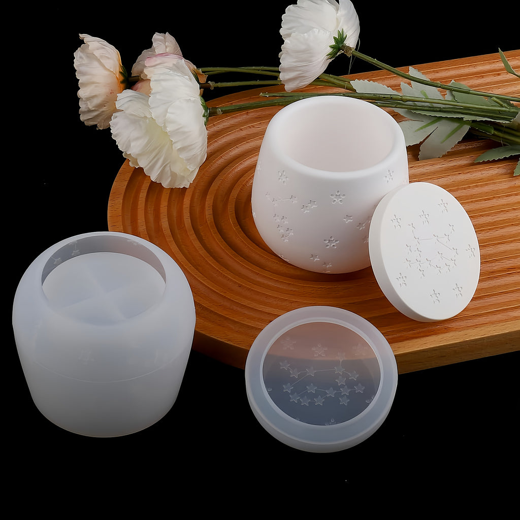 1pc Jar Plaster Silicone Mold with Lid