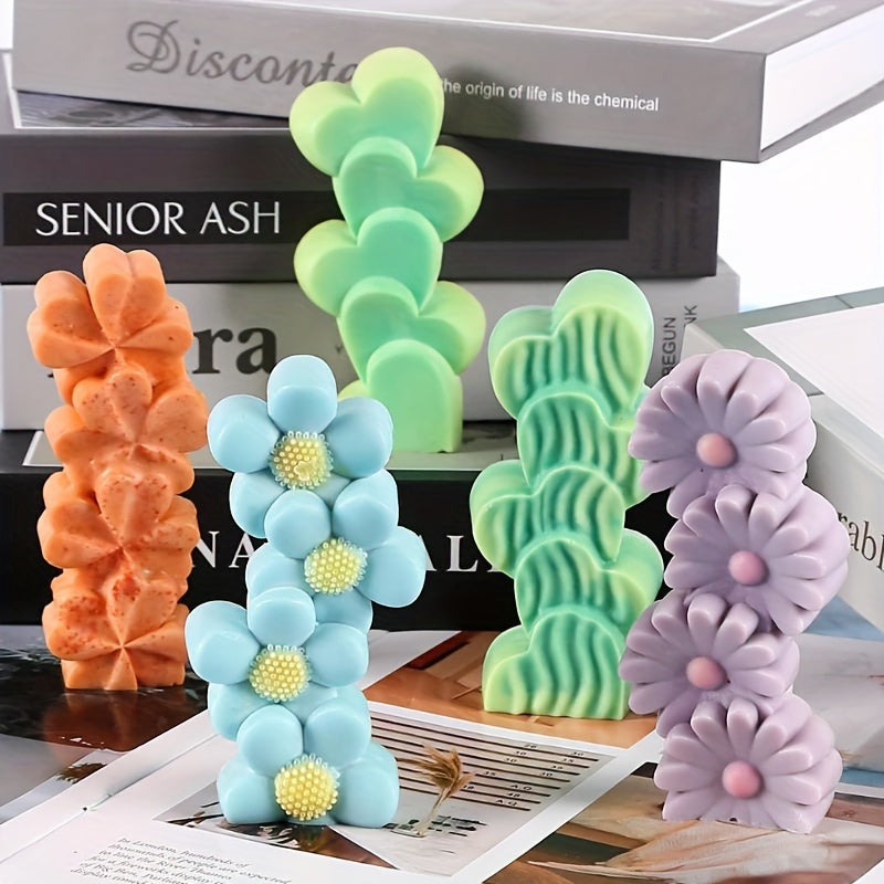 Heart-Shaped Silicone Candle Mold with Floral Accents
