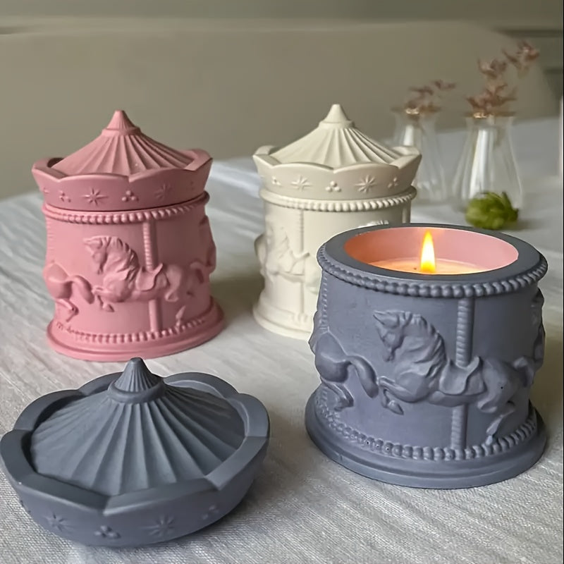 Square Resin Casting Mold - 1pc Silicone Carousel Storage Mold with Rotating Lid - For Jewelry Boxes, Candy Containers, Home Decor & Craft Gifts