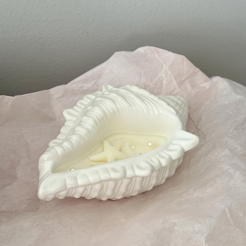 3D Seashell Candle Jar Silicone Molds Conch Candle Cup Epoxy Casting Mold Resin Shell Shape Wax Container Mould for DIY Making Plaster Concrete Storage Box Home Decor Planter Clay Flowerpot Crafts