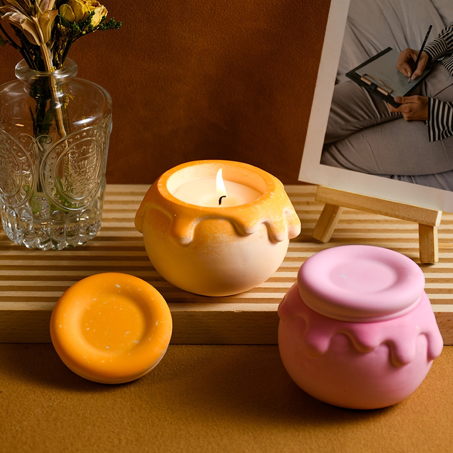 Silicone Mold Storage Jar - Honey Candle Cup - Drip Silicone Plaster Storage DIY Mold