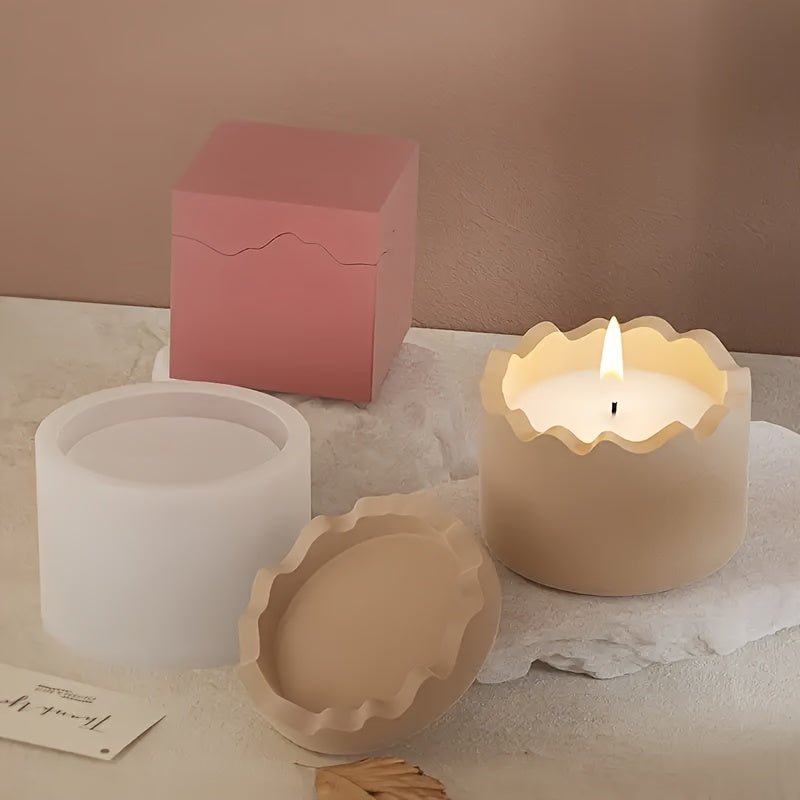 esin Casting Molds LEQU 2pcs/sets SILICONE can mold with LID - square and round jewelry box Candlestick mold - epoxy resin gypsum cement casting mold