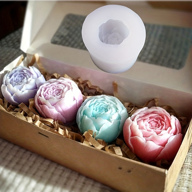 1pc Silicone Rose Mold for DIY Crafts, Round Storage Box, Cosmetic Jewelry Box, Gypsum Ornaments, Durable Silicone Material
