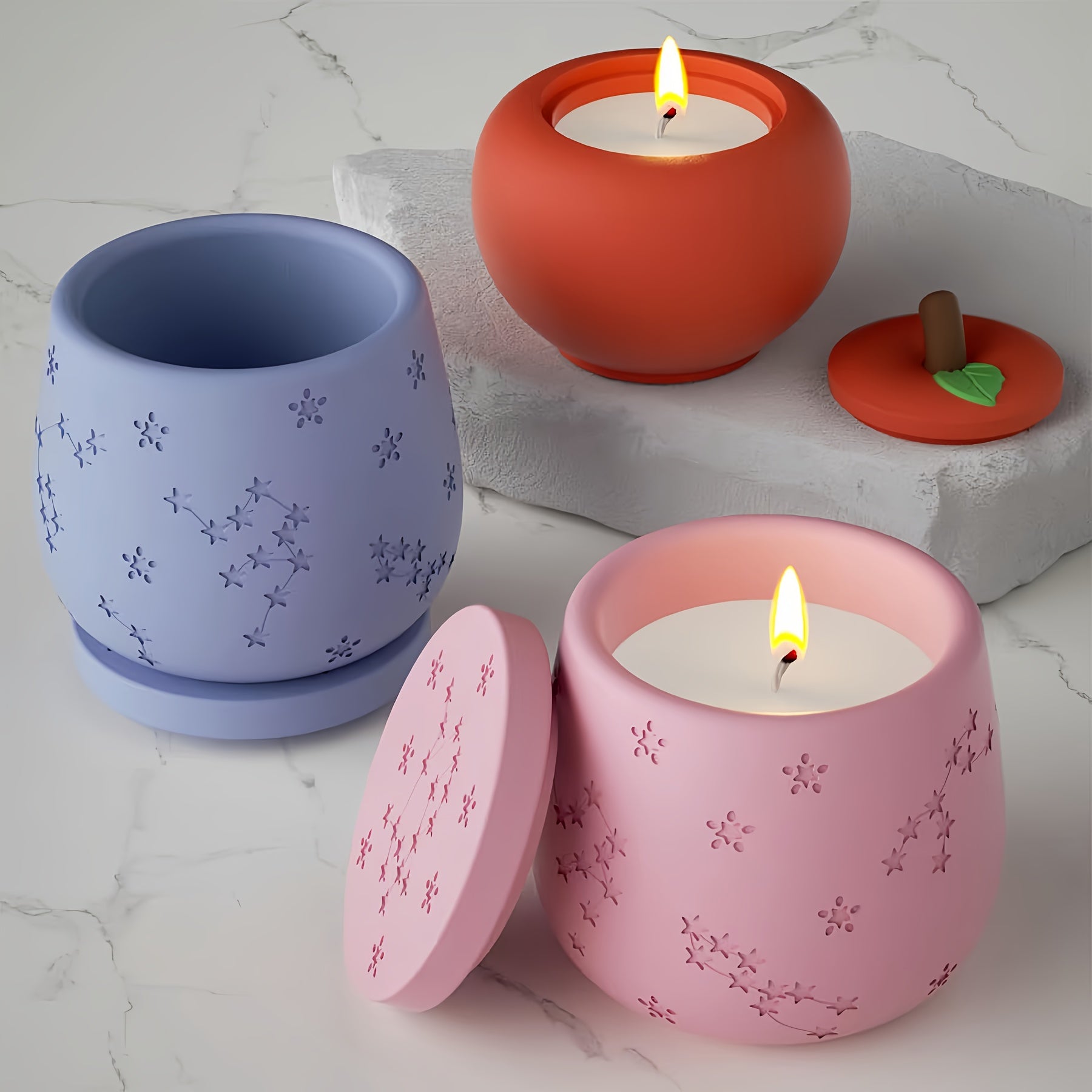 1pc Jar Plaster Silicone Mold with Lid