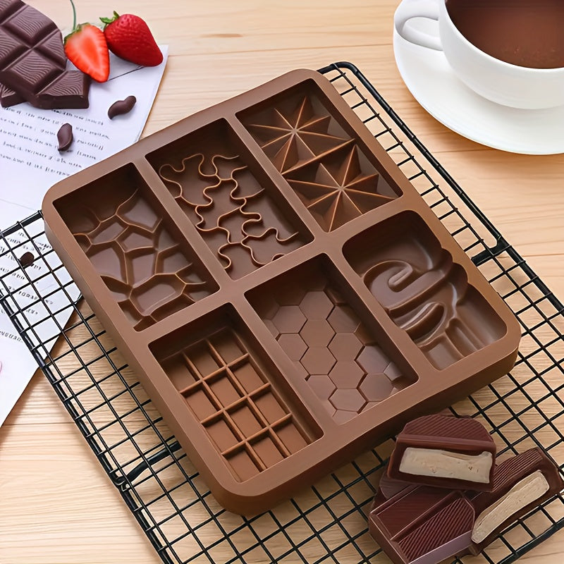 1pc 6-in-1 Silicone Chocolate Mold with Intricate Designs - Grade, Heat-Resistant, Foldable & Easy to Clean, Perfect for Baking, Cakes, Cookies, Jellies, And More - Ideal For Christmas, Thanksgiving, Easter, Birthday Celebrations, Cake Decorating