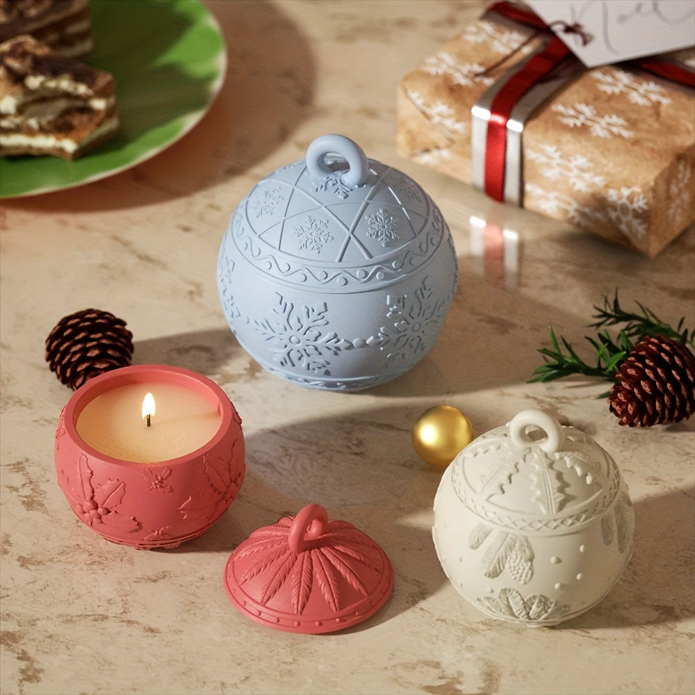 Snowflake Candle Jar Silicone Molds, Clay Molds for DIY Plaster Candles, Storage Boxes, Christmas Decorations and Holiday Crafts