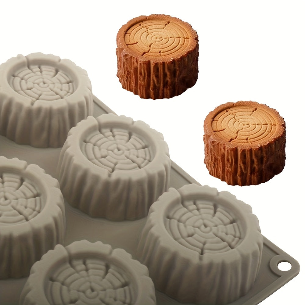 Christmas Stump Mousse Cake Mold, 1pc 15-Cavity Stump Design Chocolate Mold, Silicone Mold, Dessert Making Tool, Kitchen Baking Supplies