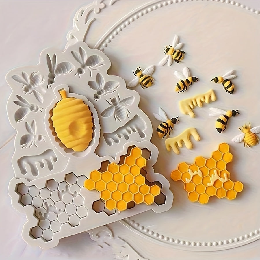 1pc Silicone Bee & Honeycomb Mold - Non-Stick, Food Grade for DIY Chocolates