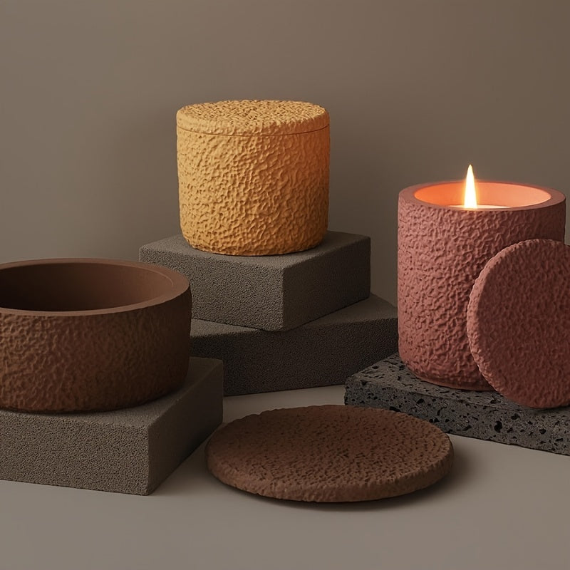 Molds for Candle Jars with Lids, Innovative Silicone Containers for Candles, Silicone Storage Box Molds, Round Concrete Molds with Covers for Creating Bottles, And Plaster Molds for Candle Holders Used in Home Decoration
