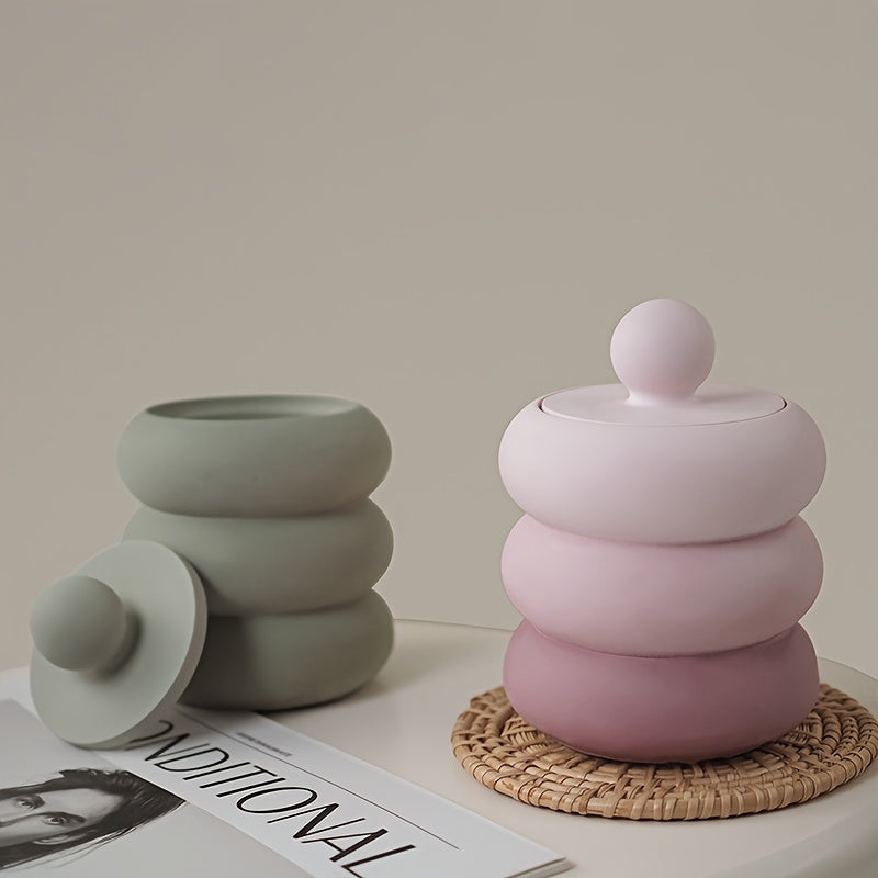 Candle Jar Molds with Lid, Silicone Storage Box Mould for Plaster Concrete Resin Casting, Silicone Candle Holder Mold for DIY Art Crafts
