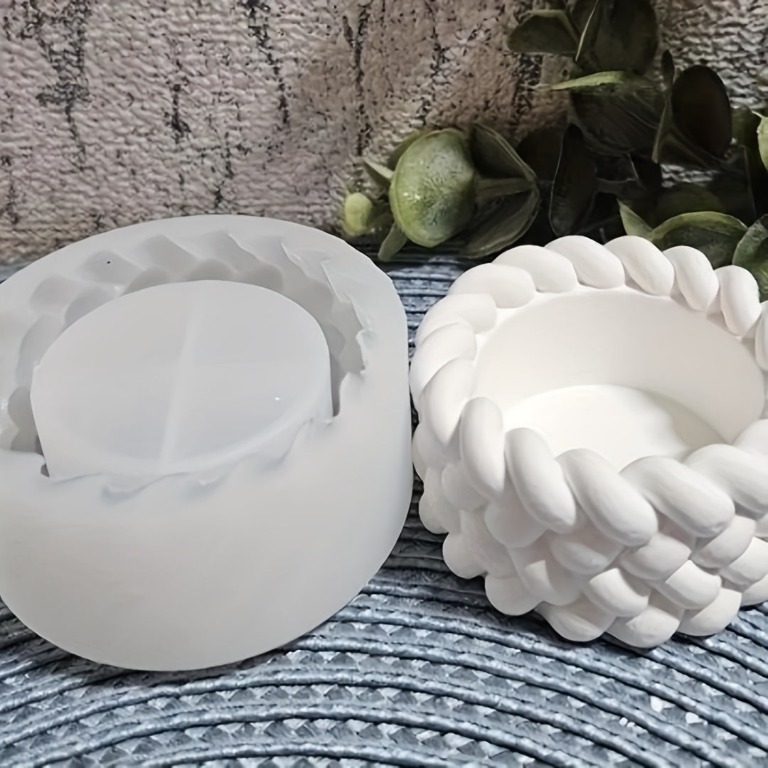 Silicone Resin Casting Molds, Round Cylinder Rope Design, DIY Crafts Candle Container, Plaster Resin Jewelry Holder, Handmade Storage Box Mold for Home Decor