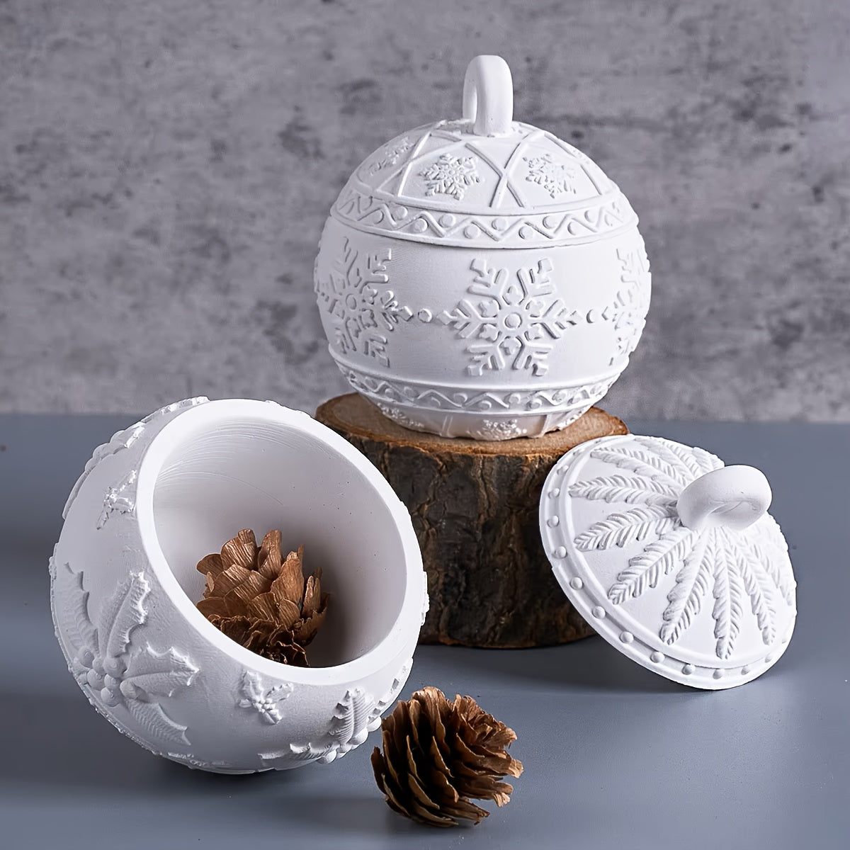Snowflake Candle Jar Silicone Molds, Clay Molds for DIY Plaster Candles, Storage Boxes, Christmas Decorations and Holiday Crafts
