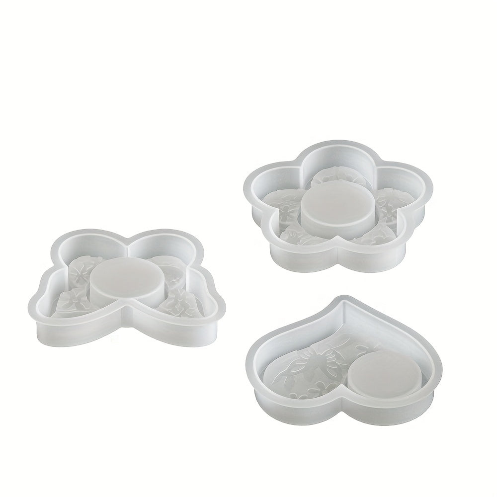 Reusable Silicone Candle Holder Mold - Heart/Flower/Butterfly Design, Durable & Easy-to-Clean, Perfect for Plaster/Resin/Concrete Casting, Tealight Holder Craft