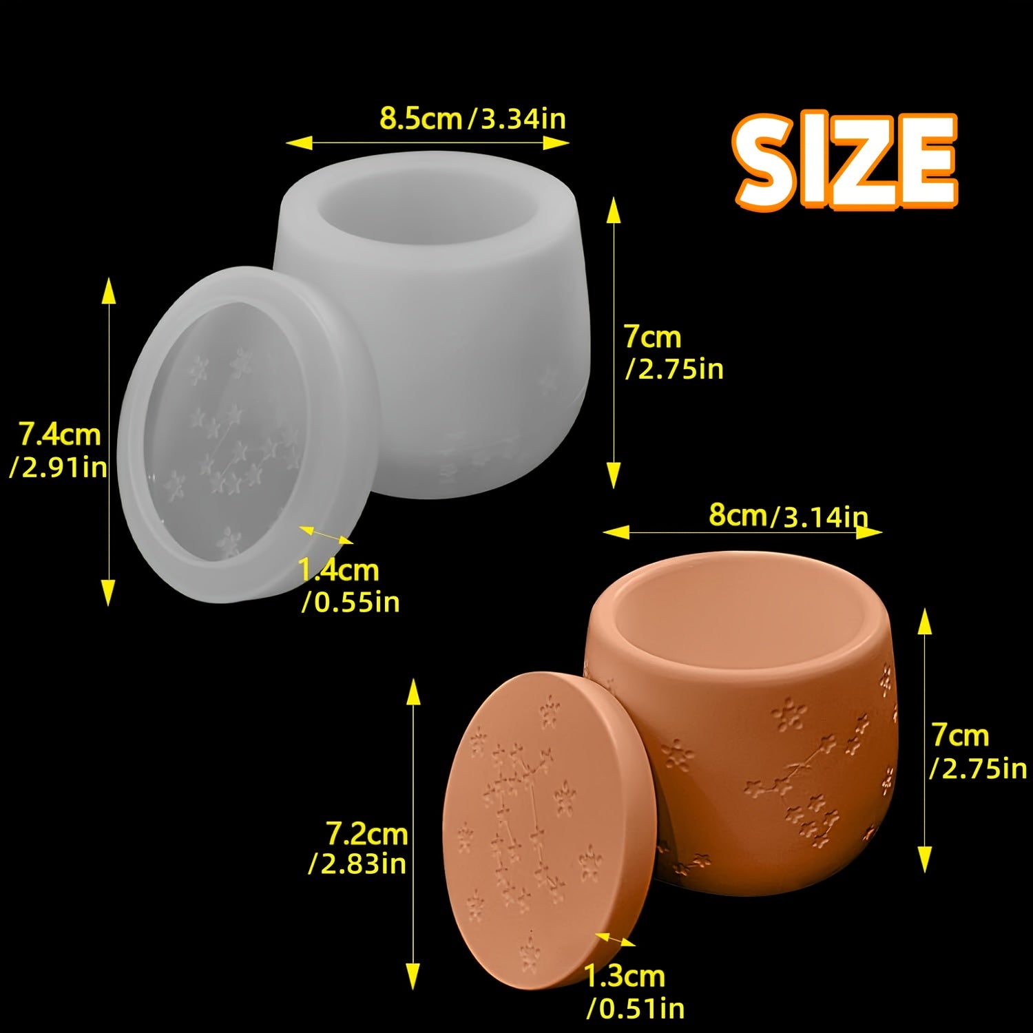 1pc Jar Plaster Silicone Mold with Lid