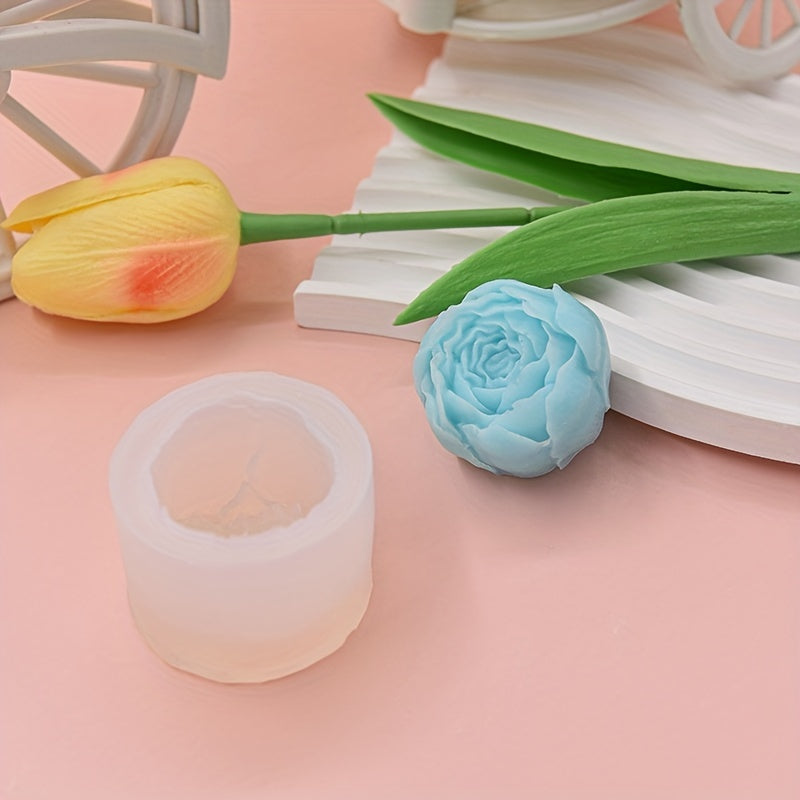 1pc Silicone Rose Mold for DIY Crafts, Round Storage Box, Cosmetic Jewelry Box, Gypsum Ornaments, Durable Silicone Material