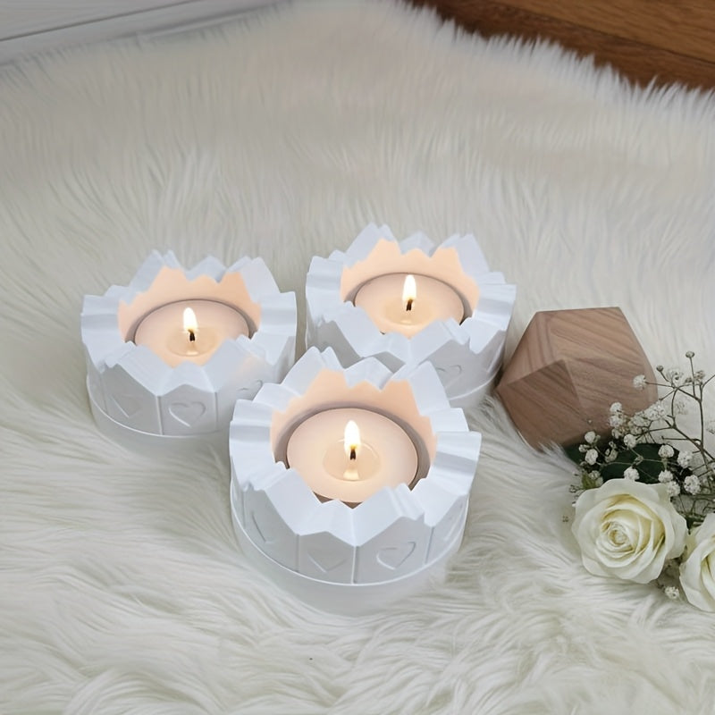 Silicone Mold Heart-shaped House Candlestick | Suitable for Tea Lamps and Candles Under 1.57inch, Gypsum Resin, Home Desktop Atmosphere Decoration