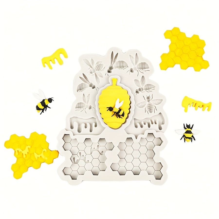 1pc Silicone Bee & Honeycomb Mold - Non-Stick, Food Grade for DIY Chocolates