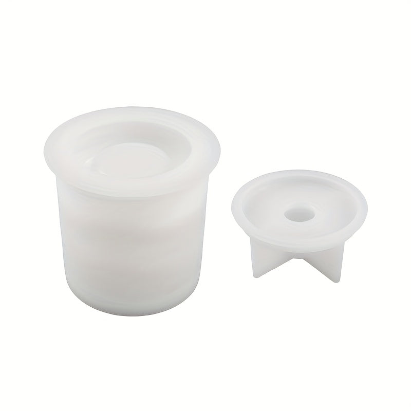 Candle Jar Molds with Lid, Silicone Storage Box Mould for Plaster Concrete Resin Casting, Silicone Candle Holder Mold for DIY Art Crafts