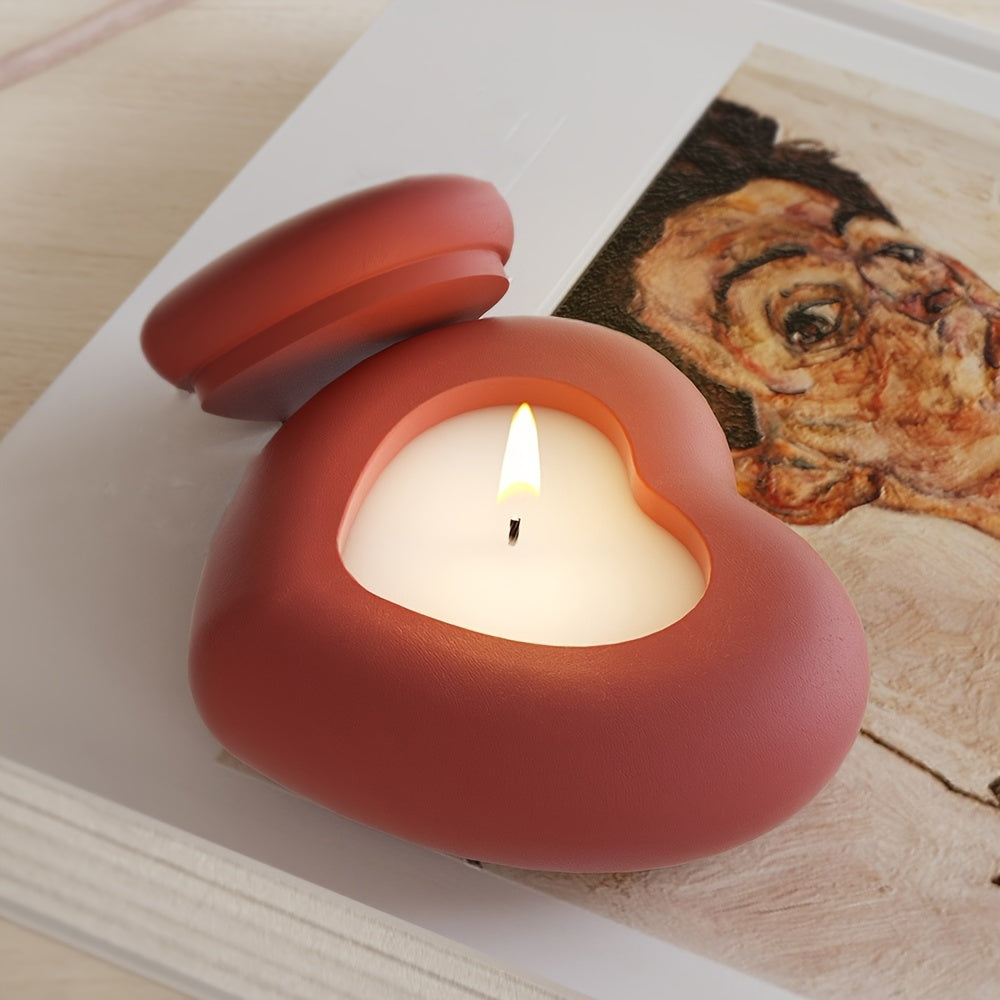 Heart-Shaped Silicone Candle Jar Mold with Lid - DIY Resin Casting Mold for Storage Boxes and Candle Holders