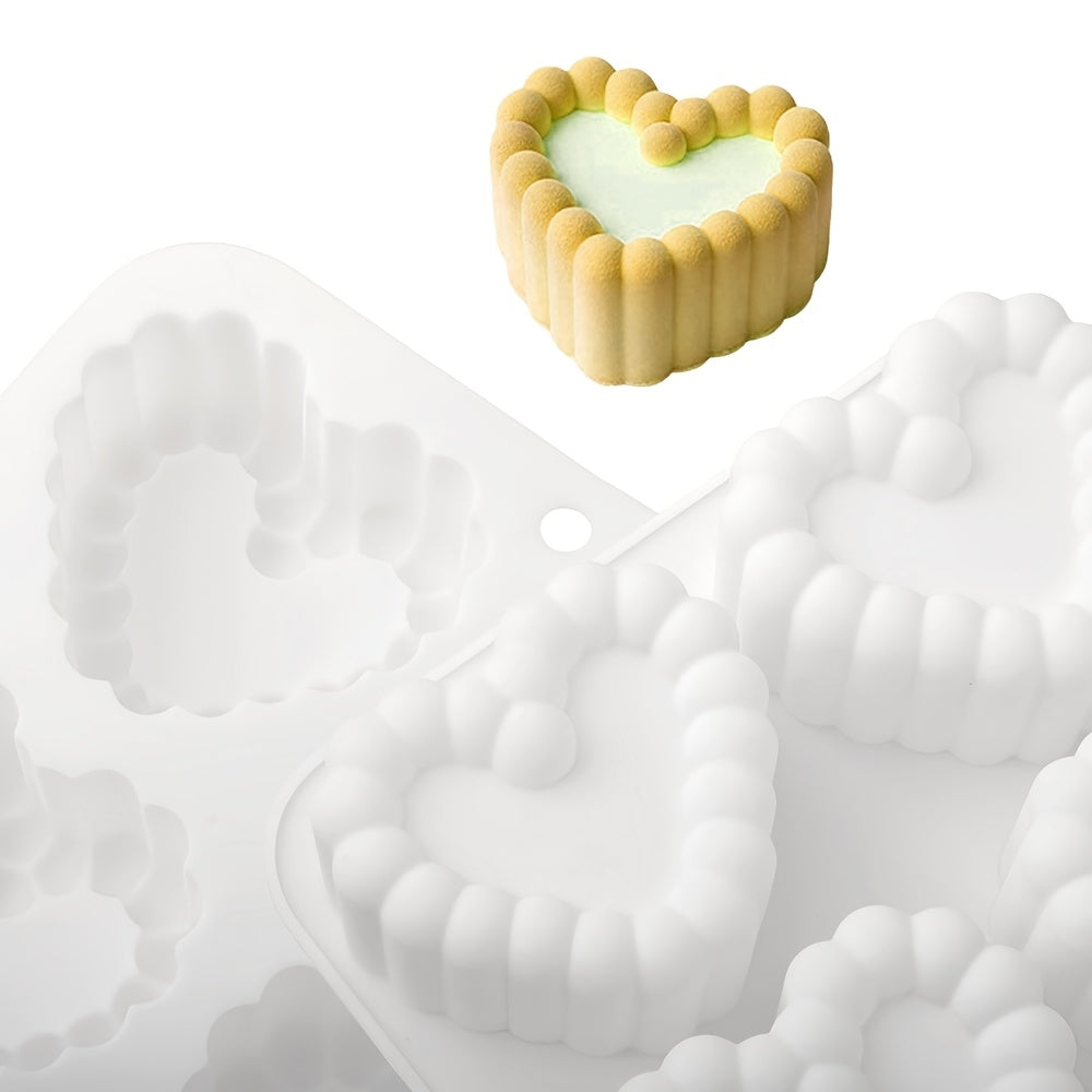 1pc Valentine's Day Heart-Shaped French-Style Mousse Cake Mold, Silicone Cake Mold for DIY Chocolate Desserts