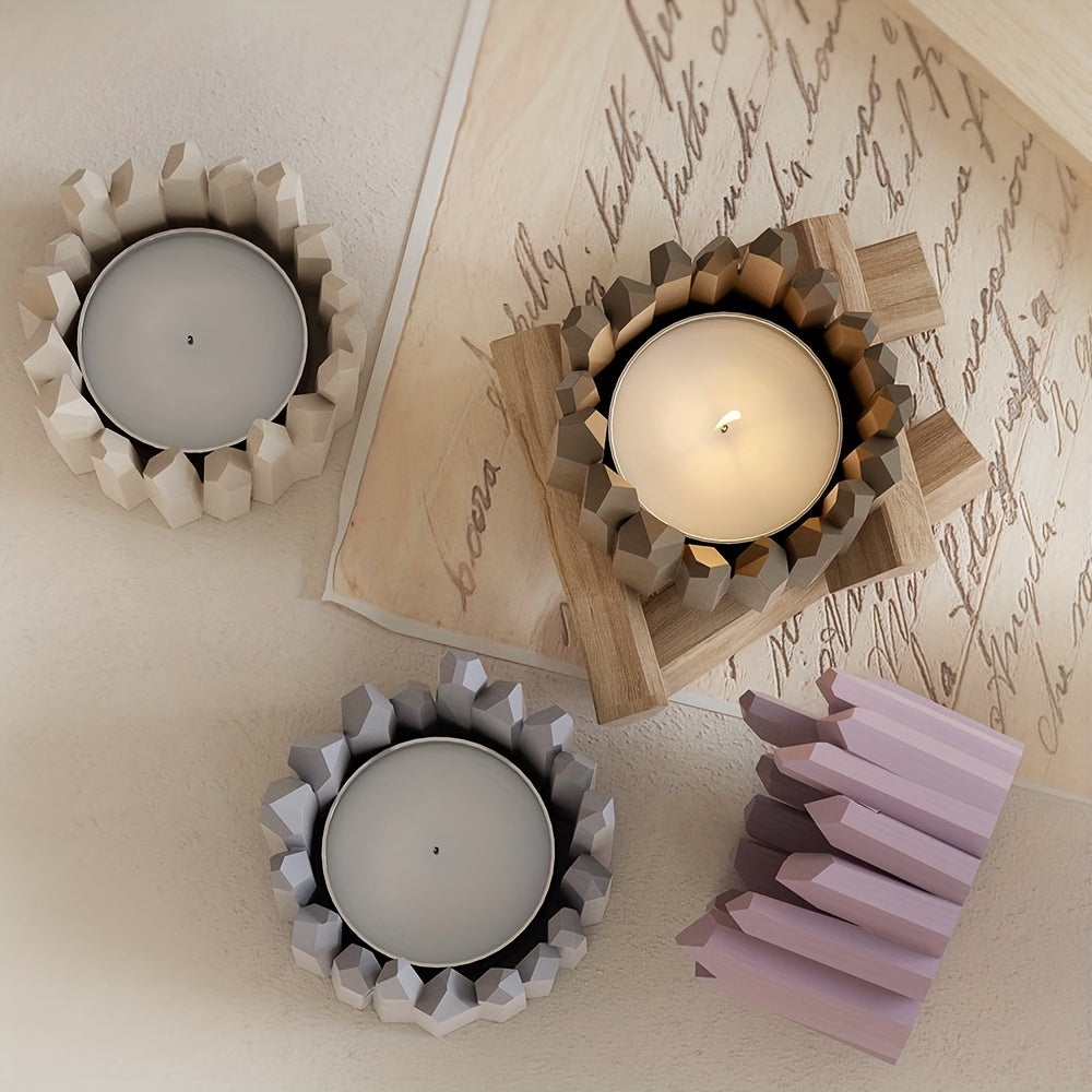 Versatile Silicone Mold for DIY Candle Holders & Flower Pots - Cluster Design in Wooden
